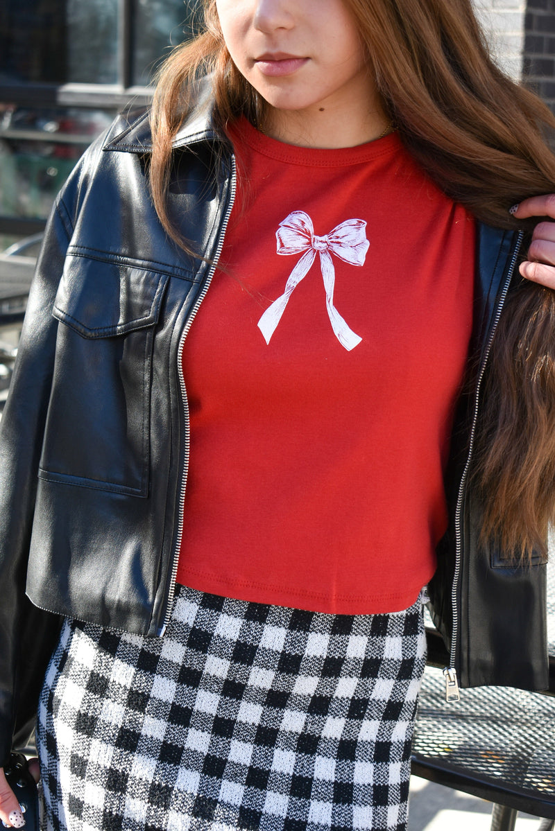 Holiday Bow Red Baby Tee