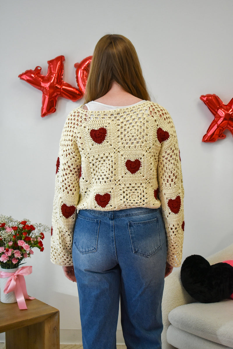 Hearted Crochet Sweater