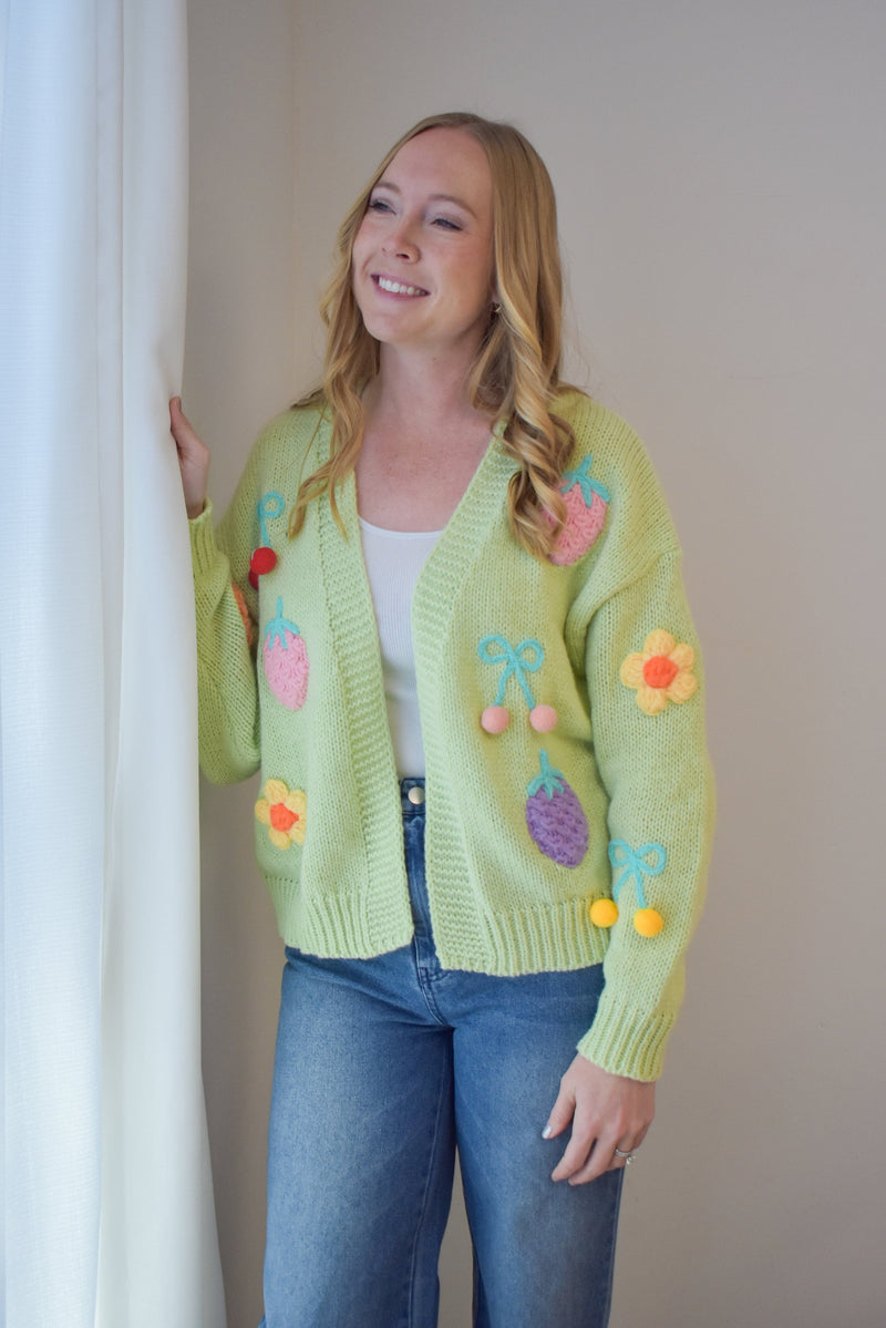 Fruit Basket Open Front Cardigan