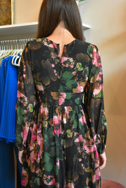 Chiffon Floral Long Sleeve Dress