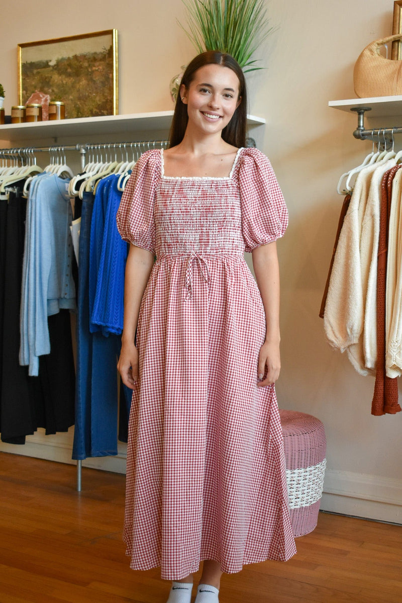 Nat Gingham Midi Dress