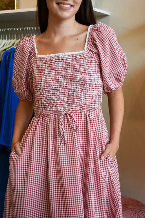 Nat Gingham Midi Dress