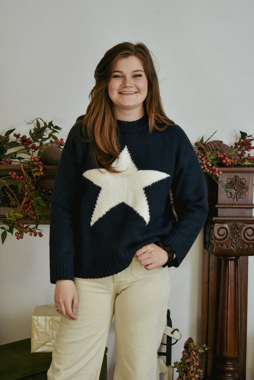 Star Oversized Navy Sweater