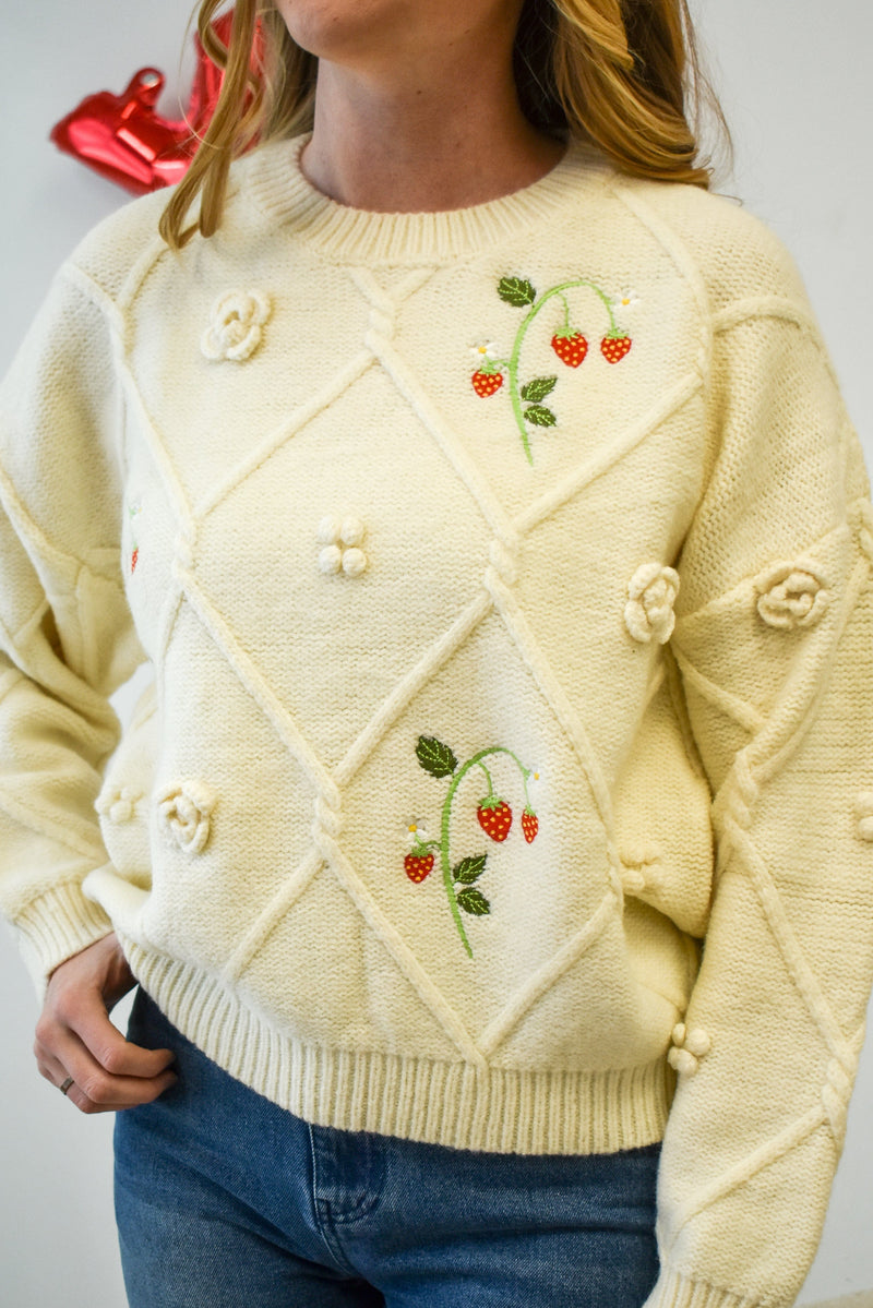 Berry Patch Cream Sweater