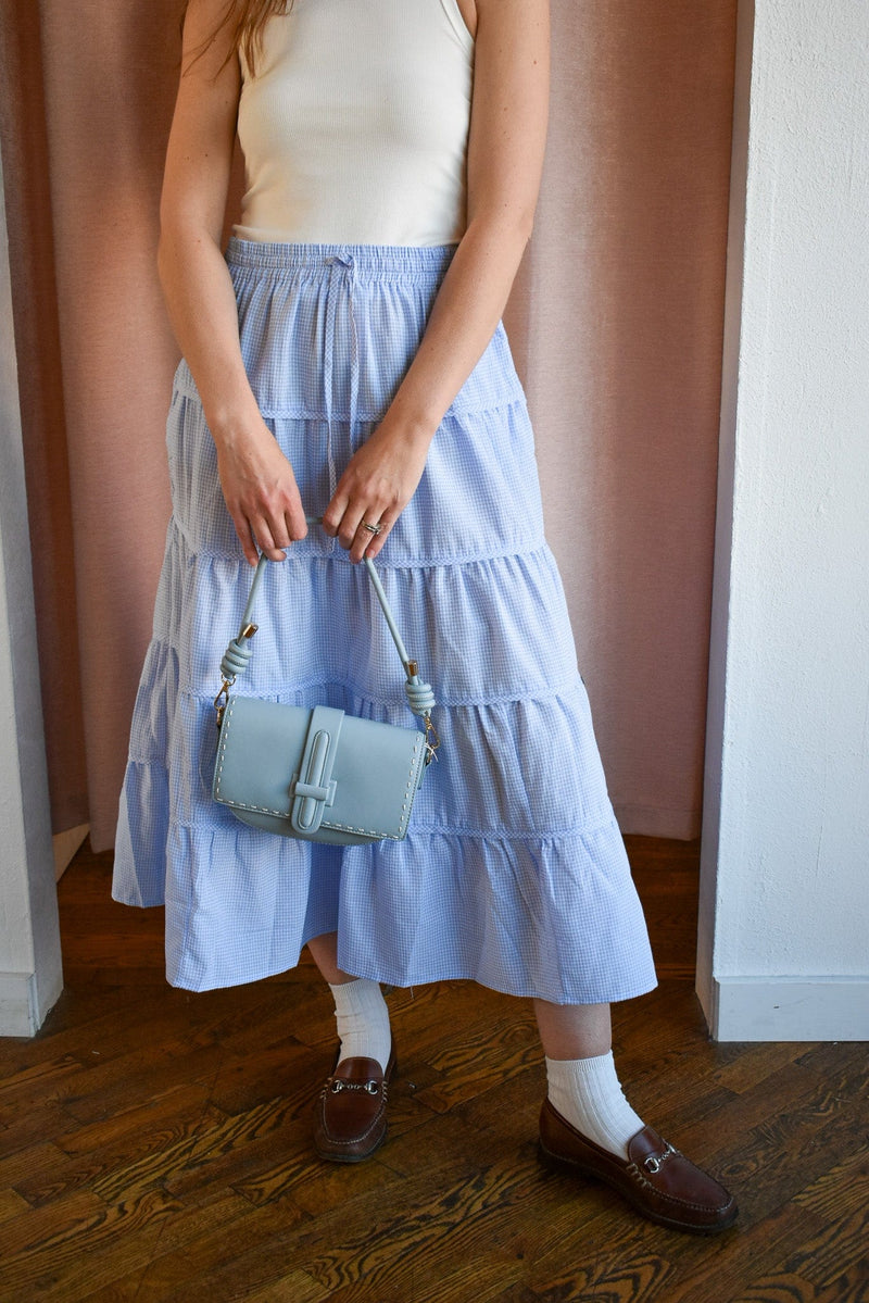 Jen Gingham Tiered Midi Skirt