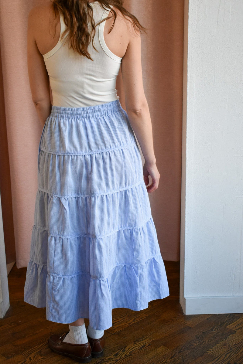 Jen Gingham Tiered Midi Skirt