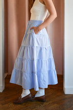 Jen Gingham Tiered Midi Skirt