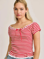 Candy Striped Bow Detail Top