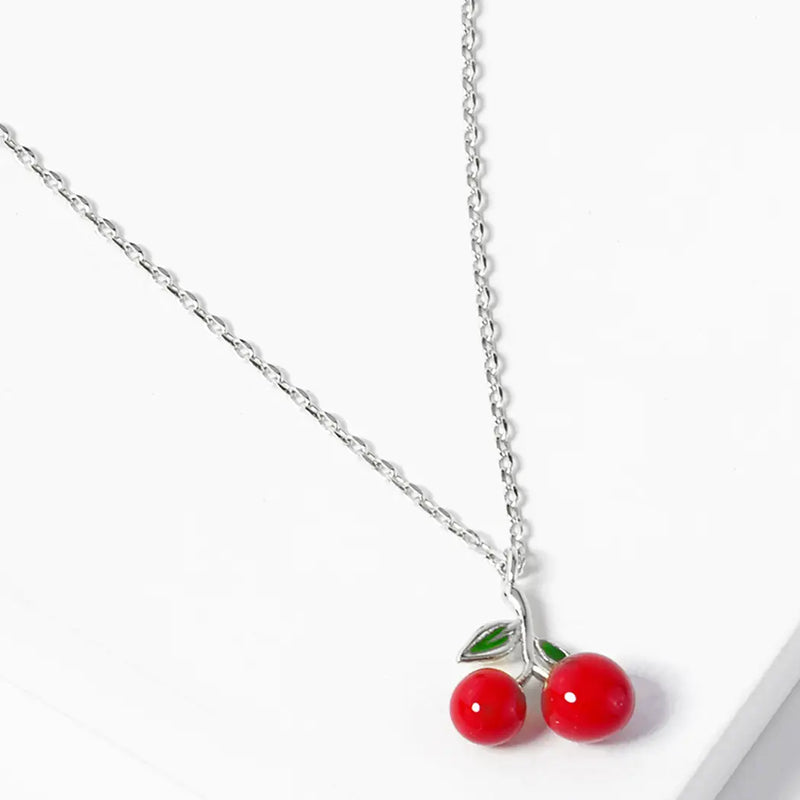 Cherry Figure Pendant Gold Dipped Necklace