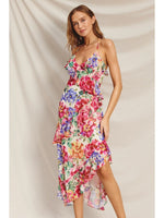 Heavenly Hues Diagonal Ruffled Midi Dress