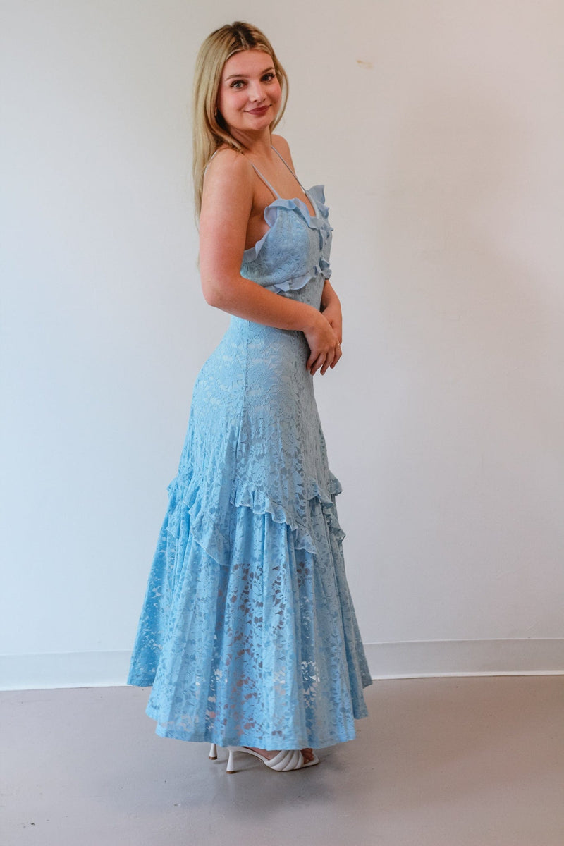 Dana Lace Blue Maxi Dress