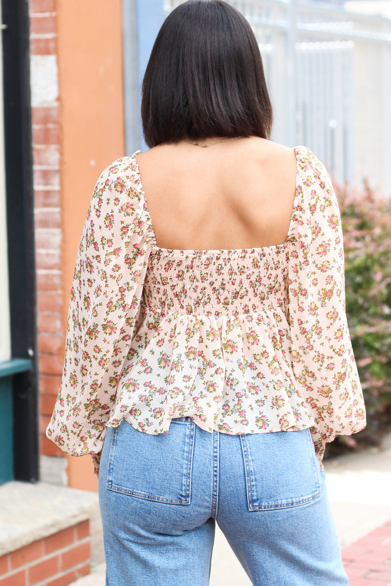 Floral Sweetheart Flared Top