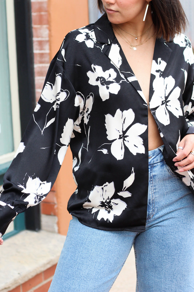 Big Energy Floral Satin Shirt