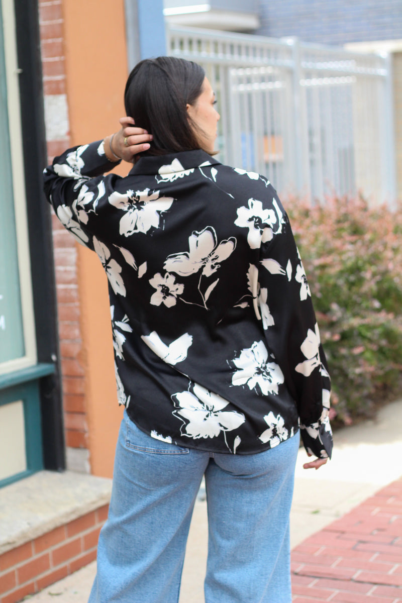 Big Energy Floral Satin Shirt