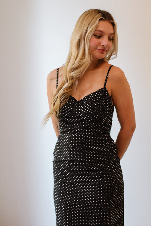 Mon Cheri Polka Dot Midi Dress