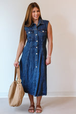 Ky Denim Sleeveless Midi Dress