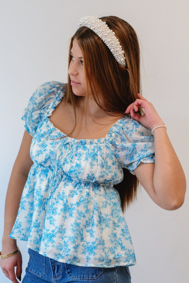 Blue Bow Babydoll Top