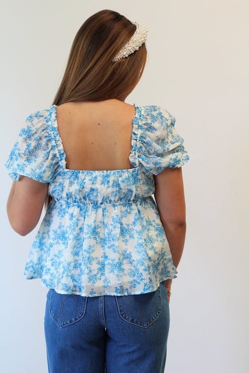 Blue Bow Babydoll Top