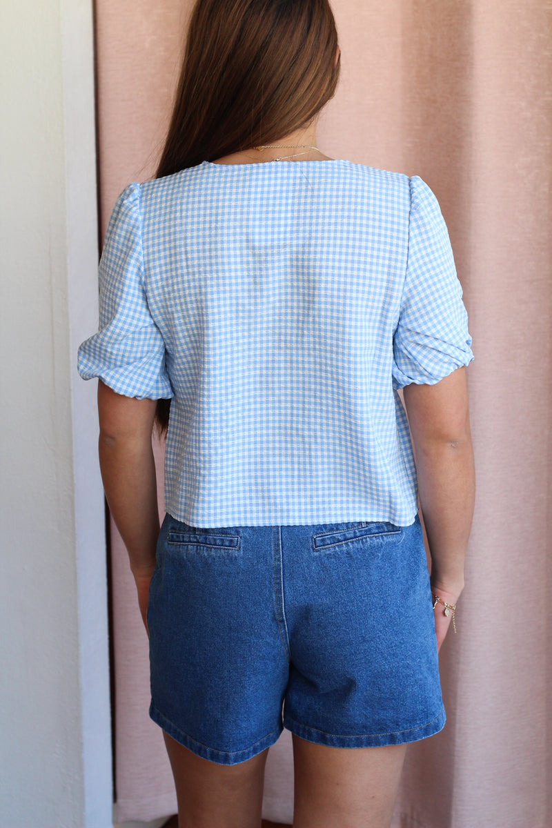 Paris Gingham Tie Front Top- Two Colors!