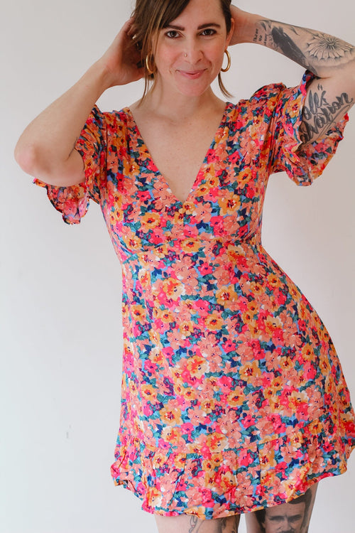 Living In Color V-Neck Mini Dress