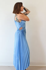 blue satin maxi dress