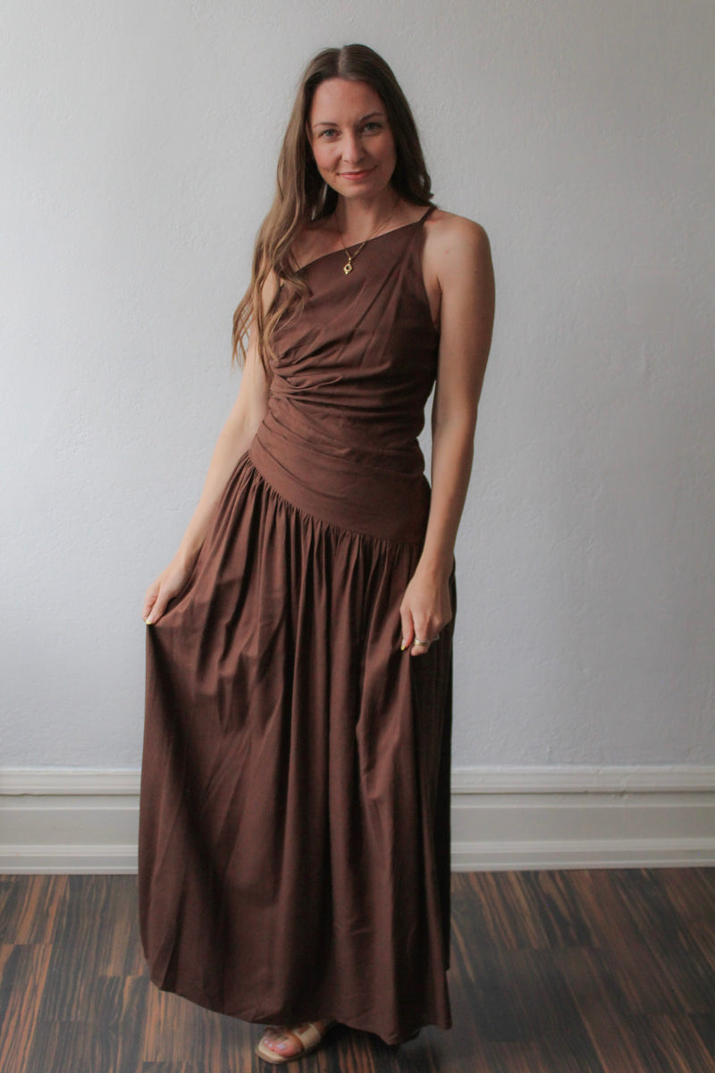 brown drop waist maxi dress Chestnut Drop Waist Maxi Dress | Brown | Womens