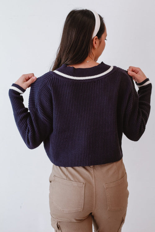 Collegiate Cropped Sweater