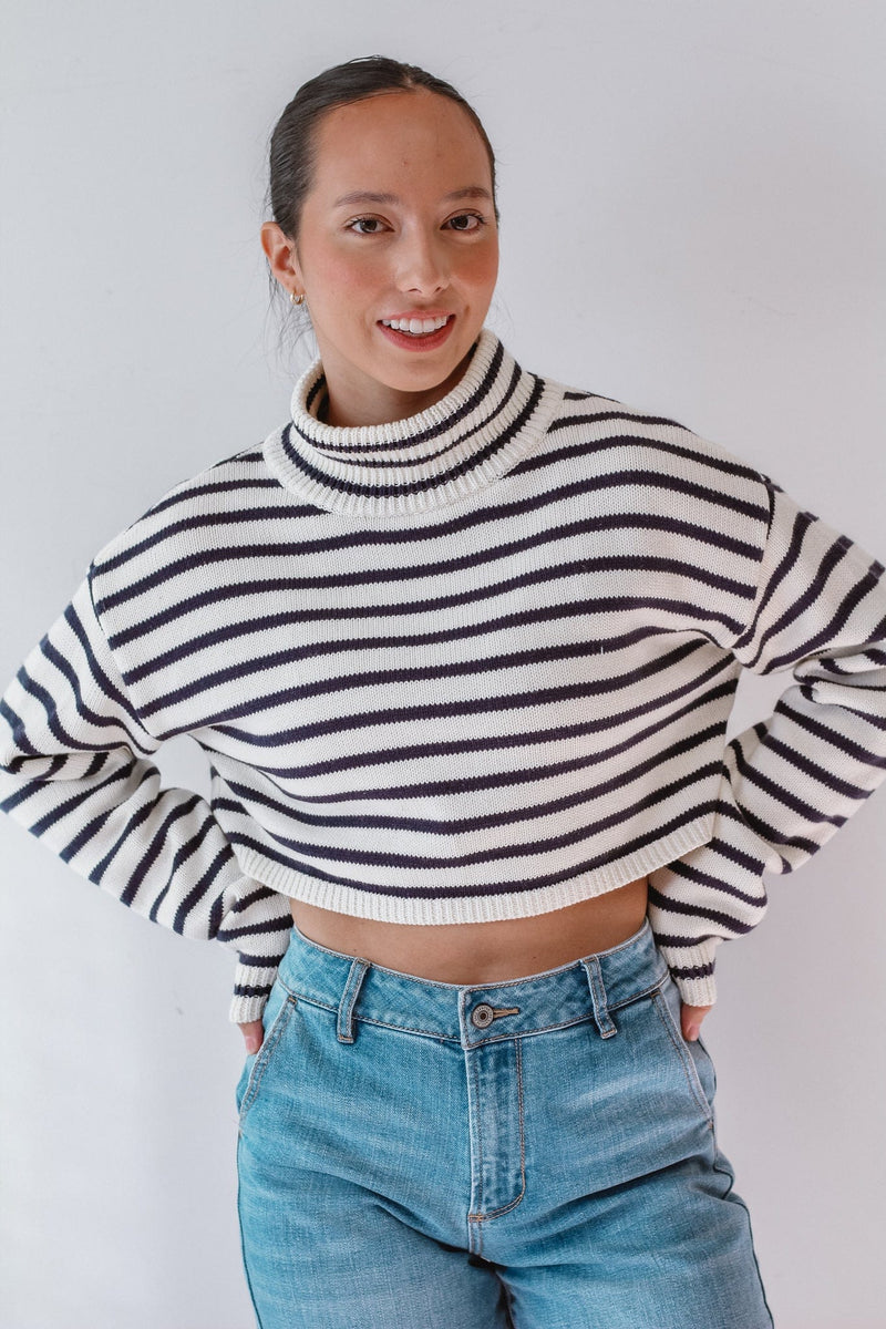 Melody Striped Navy Sweater