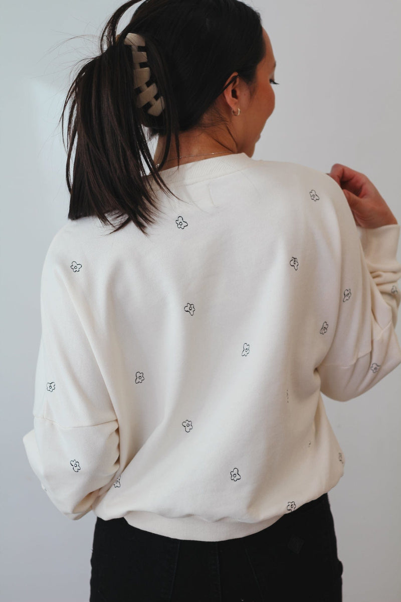 Floral Embroidered Crew Neck