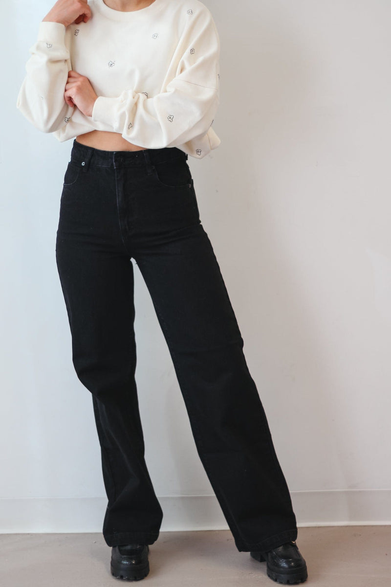 Abrand 94 High & Wide Black Jeans