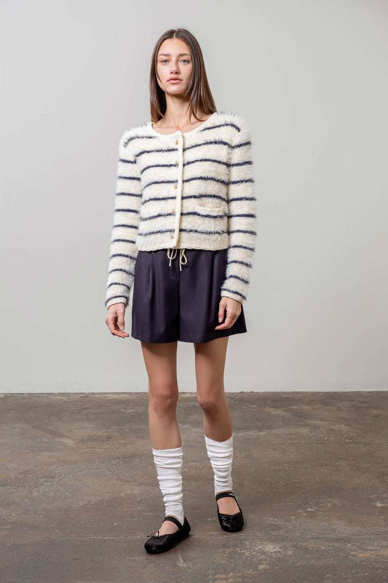 Cozy Striped Navy & White Cardgian