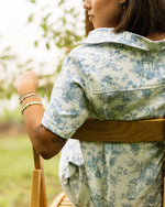 Garden Print Denim Romper