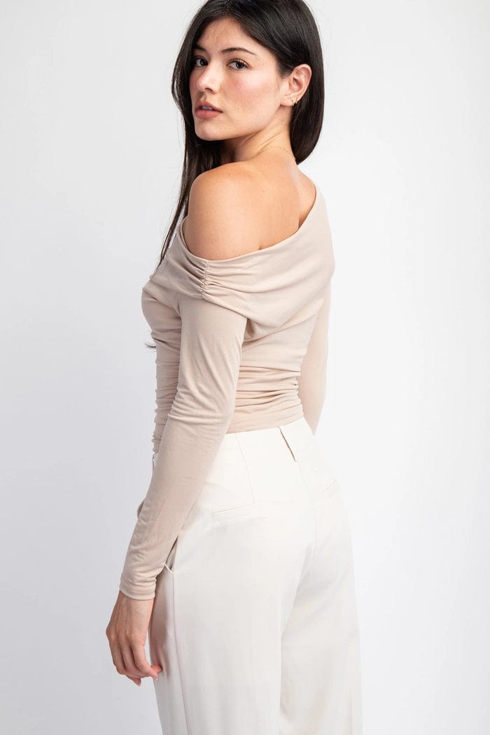 Marin Long Sleeve Ruched Asymmetrical Bodysuit