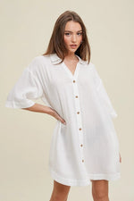 Easy Gauze Button Up Mini Dress