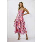 Layla Pink Floral Midi Dress