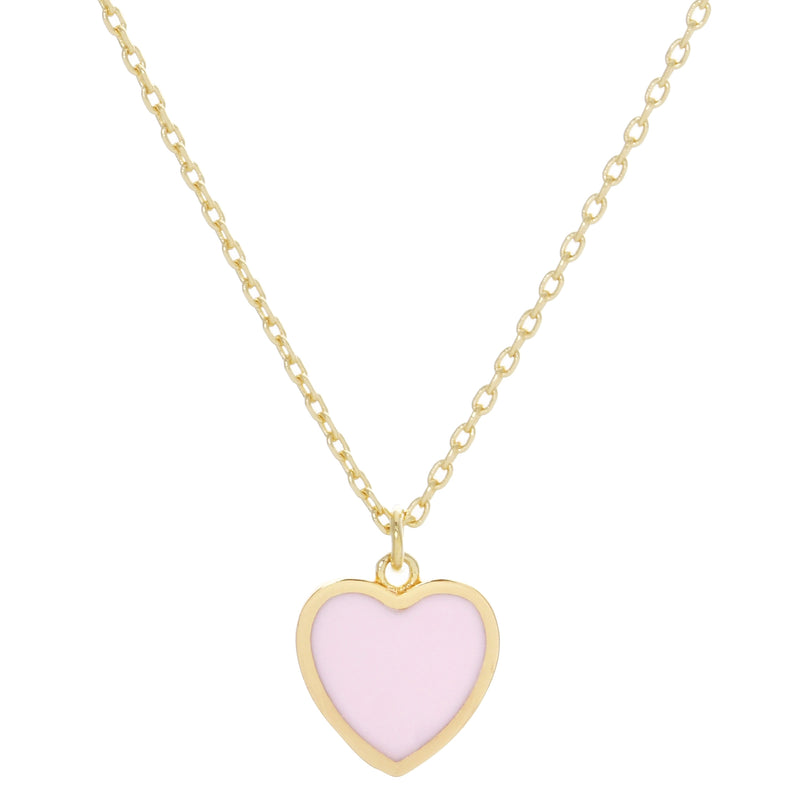 Gold Dipped Pink Heart Pendant Necklace