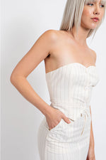 Carrie Striped Strapless Crop