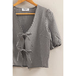 Paris Gingham Tie Front Top- Two Colors!