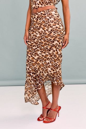 Asymmetrical Hem Leopard Skirt