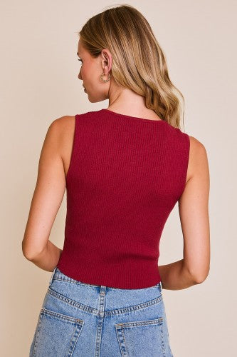 Sabrina Bow Front Top- Wine