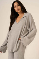 Zooey Rib Collared Long Sleeve