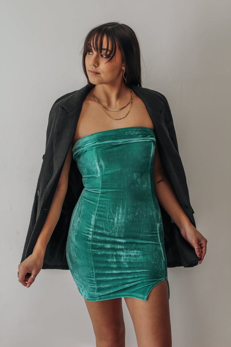 Emerald Isle Velvet Mini Dress